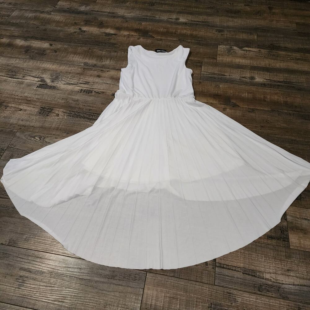 Un Deux Trois girls white dress high low Size 14 sleeveless 2474